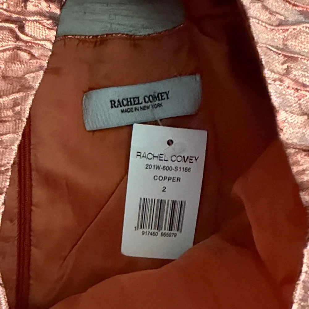 Rachel Comey Rust Orange Textured Midi Dress with Puff Sleeves - Picture 3 of 6
